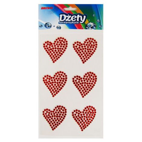 Dżety samoprzylepne Brewis Serca 6szt, Czerwone